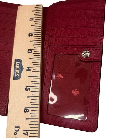 Kate Spade Madison Deep burgundy Saffiano Leather Slim Bifold Snap Wallet - Picture 4 of 11